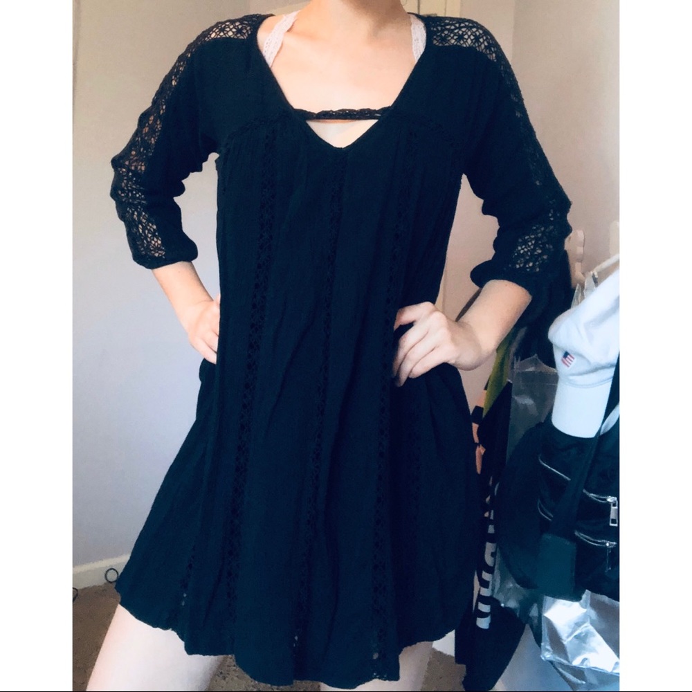 Mid-sleeve Navy Blue Dress